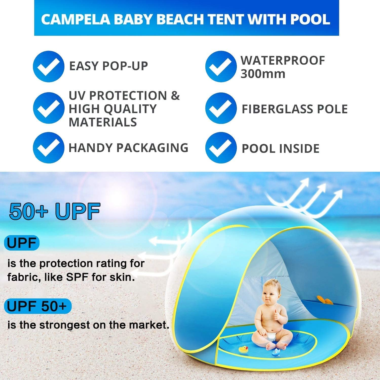 Outdoor baby play tent – UV-protected shade with splash pool for toddlers