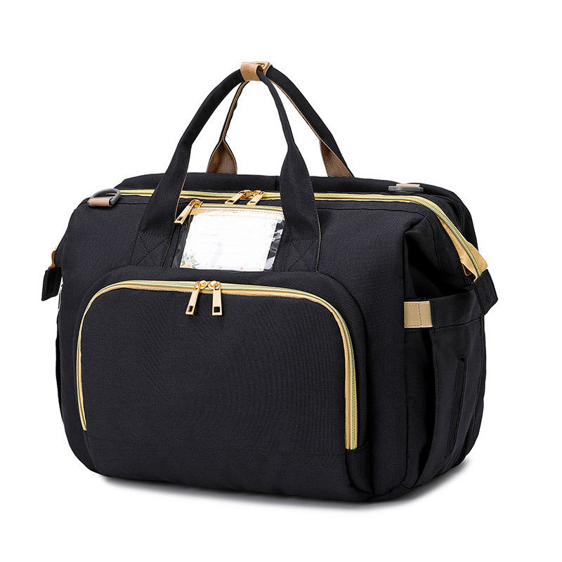 Multifunction diaper bag – with fold-out crib and storage compartments