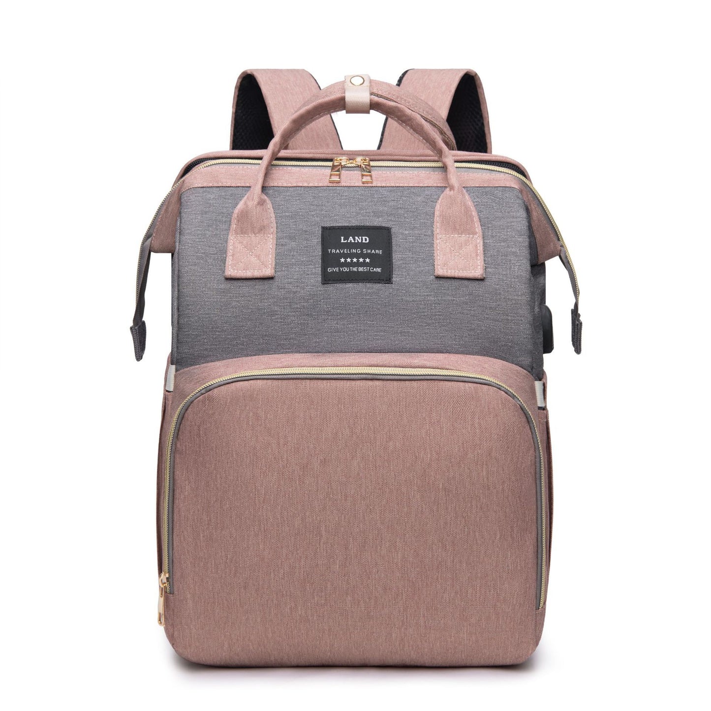 3-in-1 diaper bag backpack – with portable baby crib & insulated bottle holders