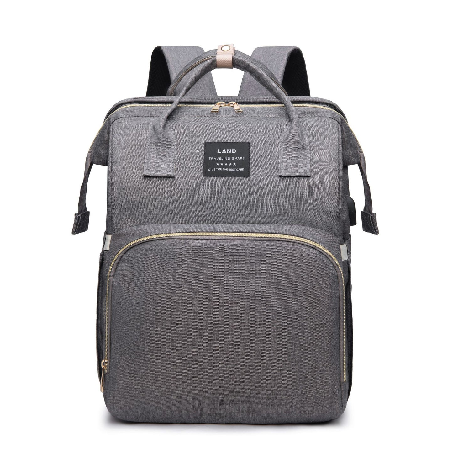 3-in-1 diaper bag backpack – with portable baby crib & insulated bottle holders