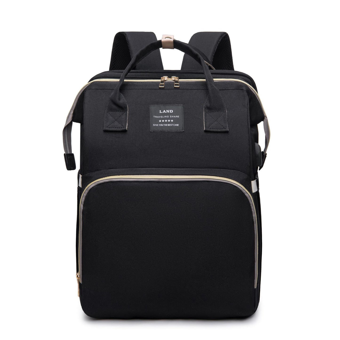 3-in-1 diaper bag backpack – with portable baby crib & insulated bottle holders