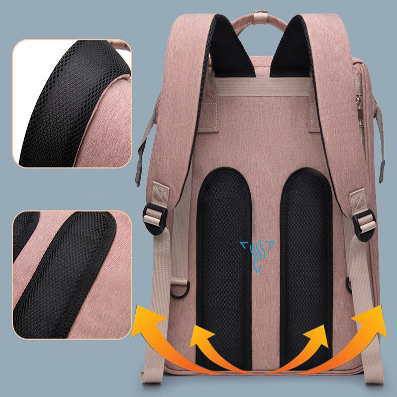 3-in-1 diaper bag backpack – with portable baby crib & insulated bottle holders