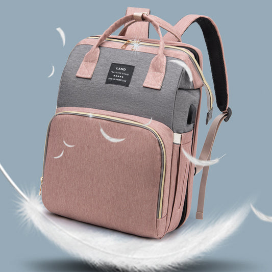 3-in-1 diaper bag backpack – with portable baby crib & insulated bottle holders